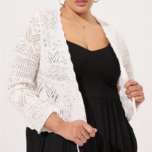 COPY - New Torrid Pointelle Tie Front Shrug Sweater